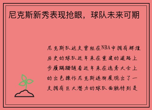 尼克斯新秀表现抢眼，球队未来可期